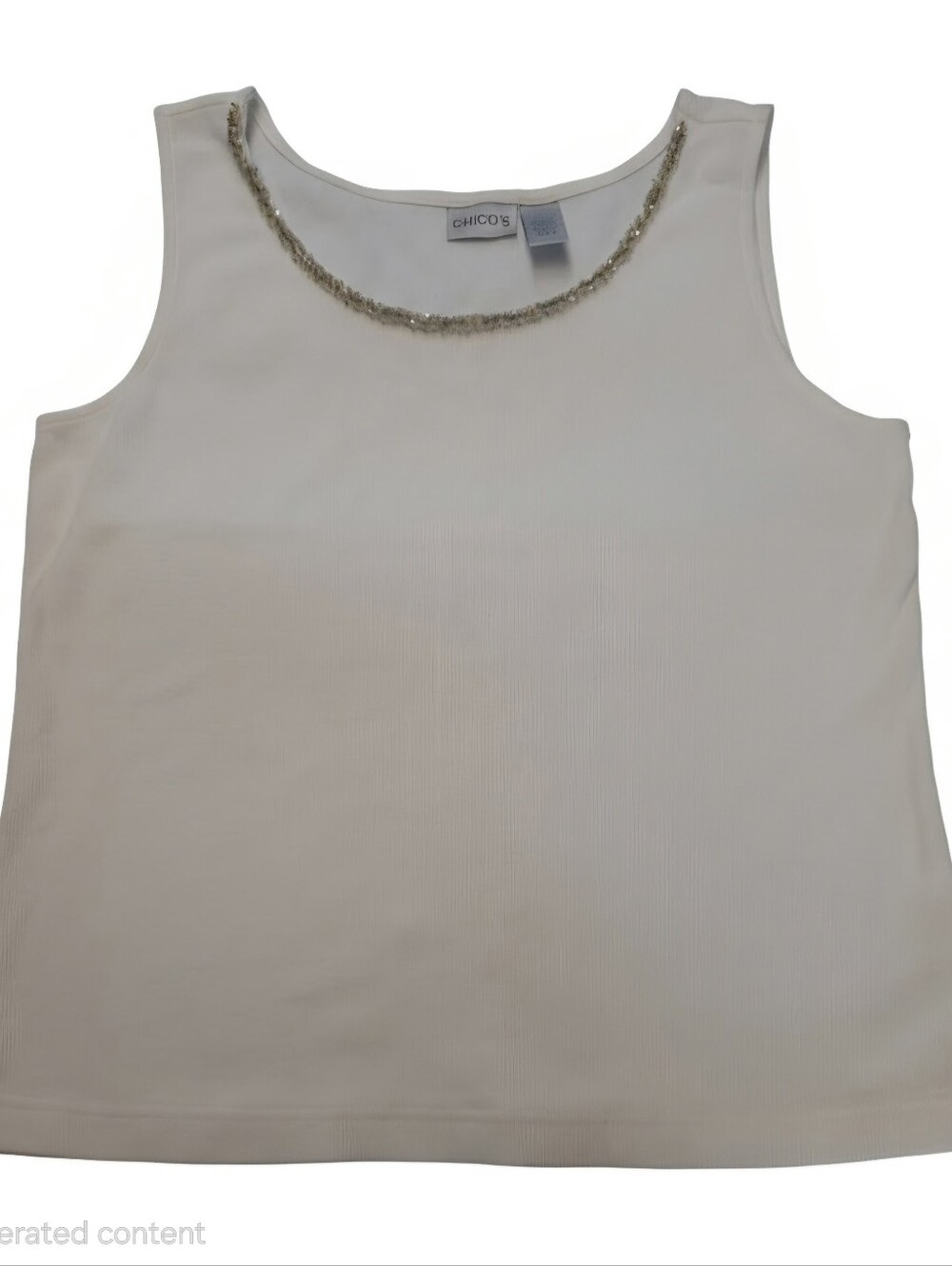 Chico's Embellished Neck Tank in White Size XL (Chico's SZ 3) Like New